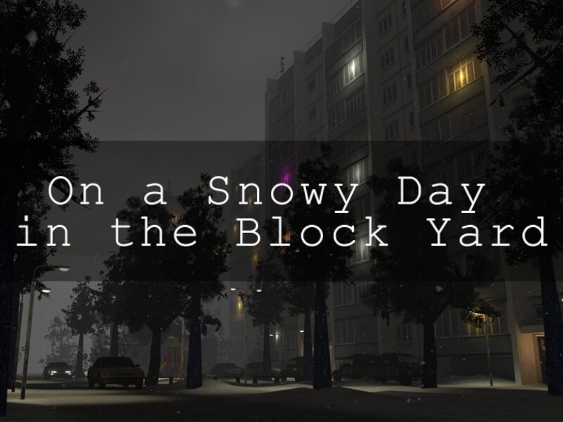 On a Snowy Day in the Block Yard